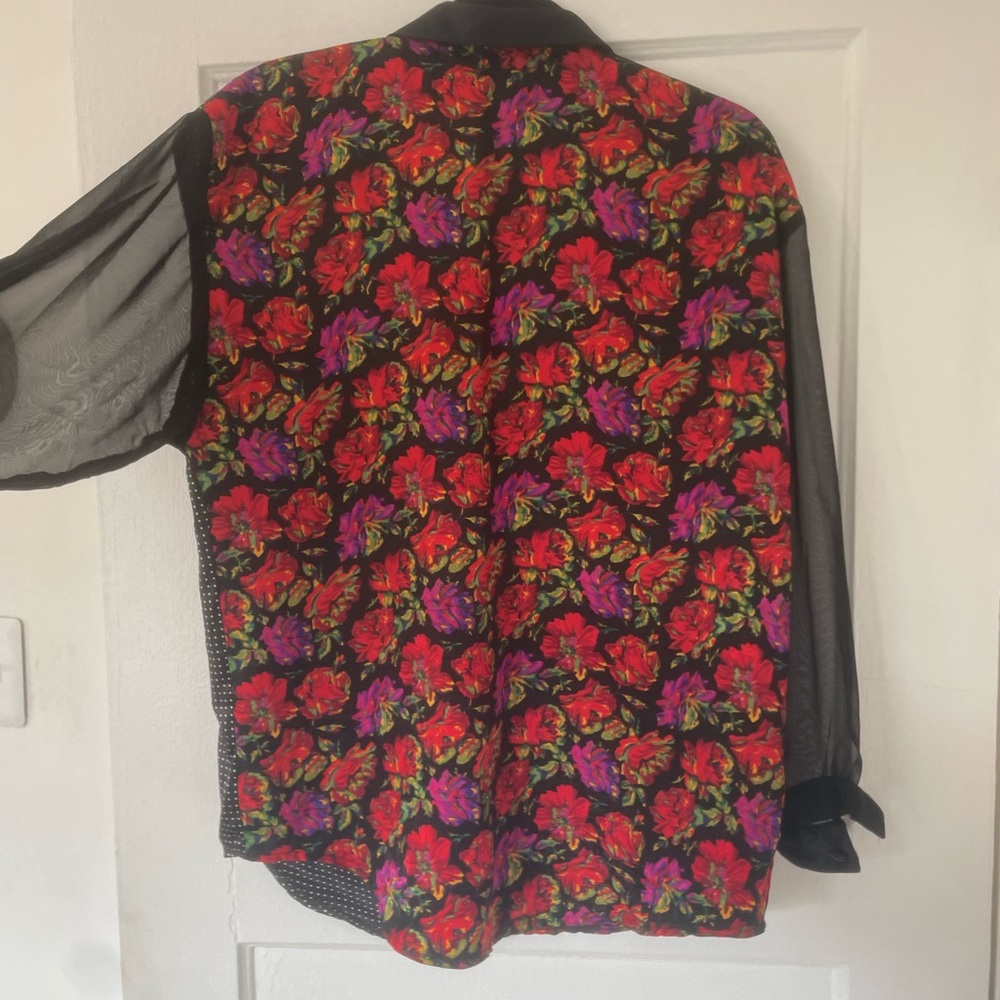 Vintage Silk/Mesh Patterned Button- Down - image 5